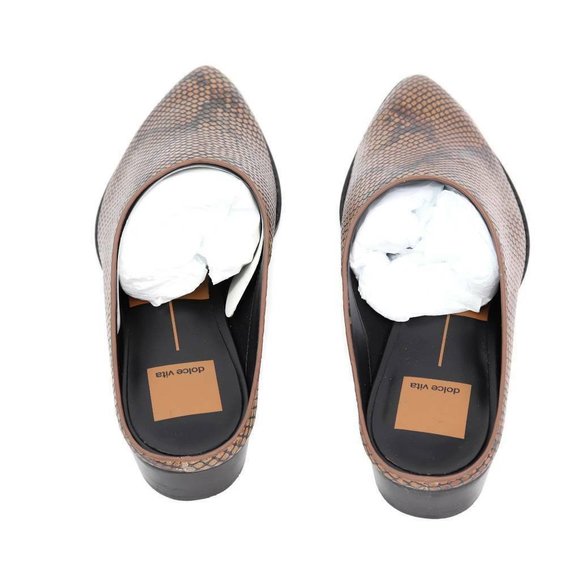 Dolce Vita Womens Aven Mule Shoes Brown Leather Snake Embossed Slip Ons 6.5 New - Picture 4 of 6